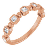 14K Gold Asscher Natural Diamond Beaded Bezel-Set Anniversary Band – 1/3–1 1/8 CTW - Rose Gold