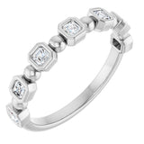 Platinum Asscher Natural Diamond Beaded Bezel-Set Anniversary Band – 1/3–1 1/8 CTW