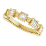 14K Gold Square Natural Diamond Beaded Bezel-Set Anniversary Band – 1/6–1 1/8 CTW - Yellow Gold - view 5