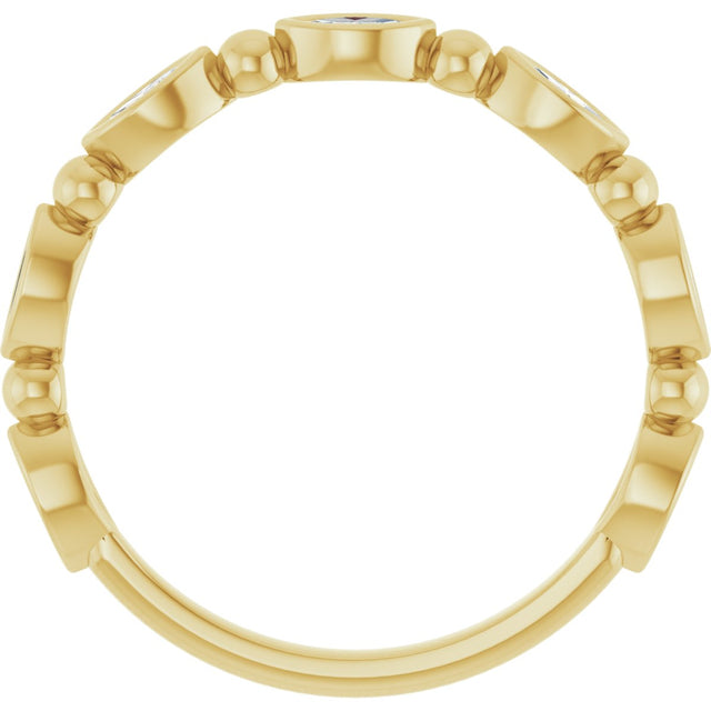 14K Gold Marquise Natural Diamond Beaded Bezel-Set Anniversary Band – 1/5–1/3 CTW - Yellow Gold - view 2