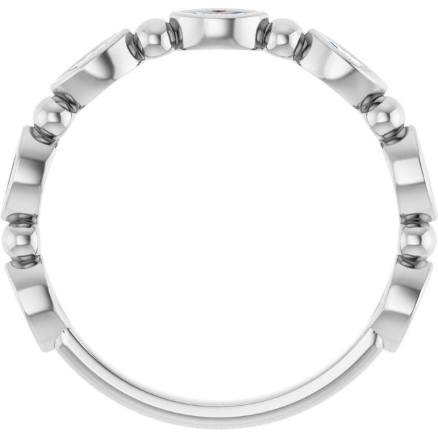 Platinum Marquise Natural Diamond Beaded Bezel-Set Anniversary Band – 1/5–1/3 CTW - view 2