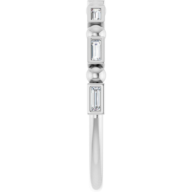 Platinum Straight Baguette Natural Diamond Beaded Bezel-Set Anniversary Band – 1/10–5/8 CTW - view 4