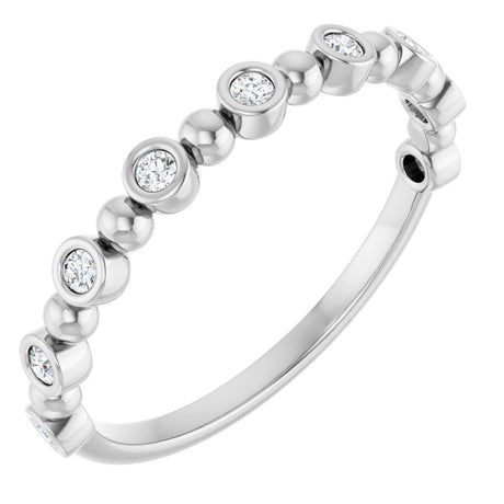 Platinum Round Natural Diamond Beaded Bezel-Set Anniversary Band – 1/8–1/2 CTW