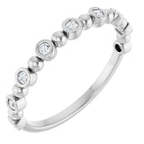 14K Gold Round Natural Diamond Beaded Bezel-Set Anniversary Band – 1/8–1/2 CTW - White Gold