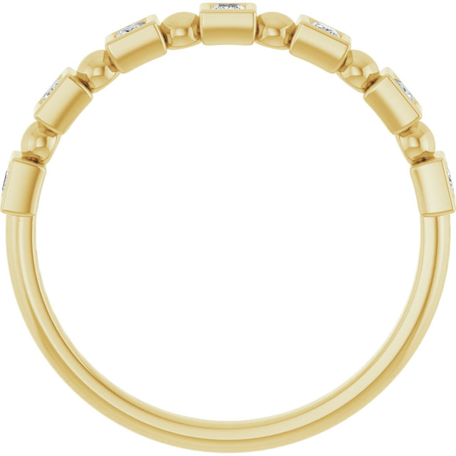 14K Gold Square Natural Diamond Beaded Bezel-Set Anniversary Band – 1/6–1 1/8 CTW - Yellow Gold - view 2