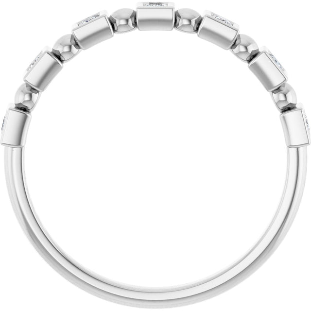 Platinum Square Natural Diamond Beaded Bezel-Set Anniversary Band – 1/6–1 1/8 CTW - view 2