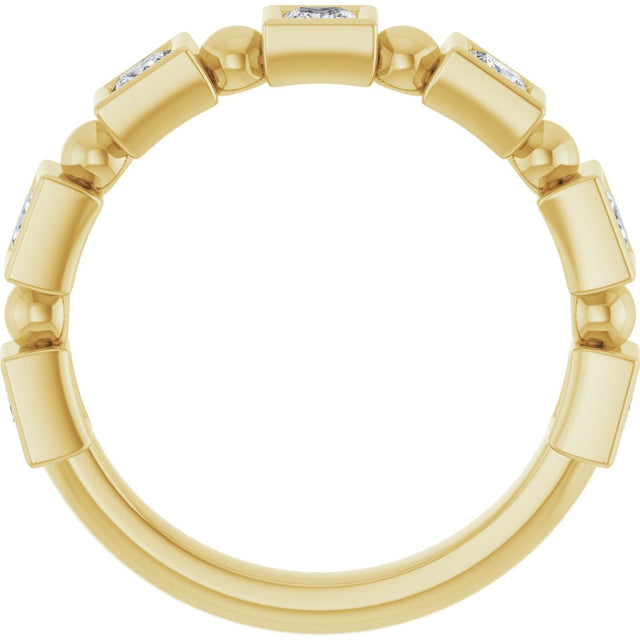 14K Gold Square Natural Diamond Beaded Bezel-Set Anniversary Band – 1/6–1 1/8 CTW - Yellow Gold - view 2