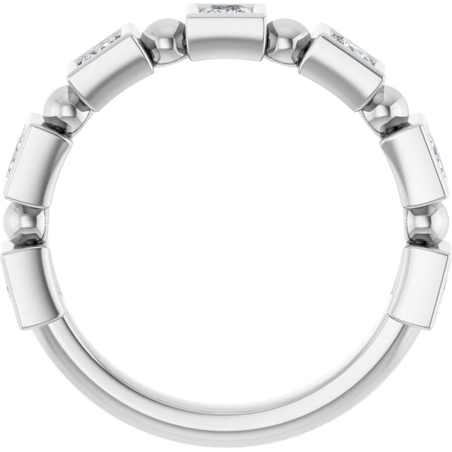 14K Gold Square Natural Diamond Beaded Bezel-Set Anniversary Band – 1/6–1 1/8 CTW - White Gold - view 2