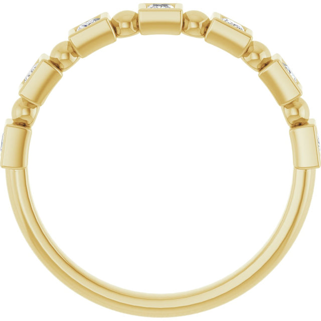 14K Gold Square Natural Diamond Beaded Bezel-Set Anniversary Band – 1/6–1 1/8 CTW - Yellow Gold - view 2
