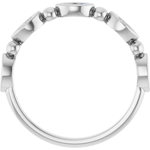 Platinum Marquise Natural Diamond Beaded Bezel-Set Anniversary Band – 1/5–1/3 CTW - view 2