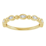 14K Gold Marquise Natural Diamond Beaded Bezel-Set Anniversary Band – 1/5–1/3 CTW - Yellow Gold - view 3