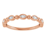 14K Gold Marquise Natural Diamond Beaded Bezel-Set Anniversary Band – 1/5–1/3 CTW - Rose Gold - view 3