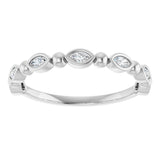 Platinum Marquise Natural Diamond Beaded Bezel-Set Anniversary Band – 1/5–1/3 CTW - view 3