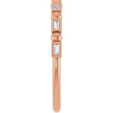 14K Gold Straight Baguette Natural Diamond Beaded Bezel-Set Anniversary Band – 1/10–5/8 CTW - Rose Gold - view 4