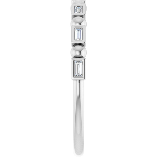 Platinum Straight Baguette Natural Diamond Beaded Bezel-Set Anniversary Band – 1/10–5/8 CTW - view 4