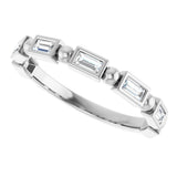 Platinum Straight Baguette Natural Diamond Beaded Bezel-Set Anniversary Band – 1/10–5/8 CTW - view 5