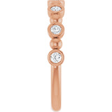 14K Gold Round Natural Diamond Beaded Bezel-Set Anniversary Band – 1/8–1/2 CTW - Rose Gold - view 4