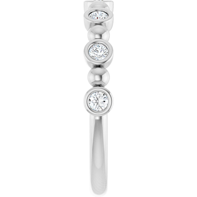 Platinum Round Natural Diamond Beaded Bezel-Set Anniversary Band – 1/8–1/2 CTW - view 4