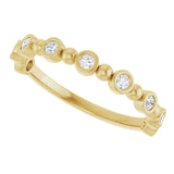 14K Gold Round Natural Diamond Beaded Bezel-Set Anniversary Band – 1/8–1/2 CTW - Yellow Gold - view 5