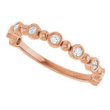 14K Gold Round Natural Diamond Beaded Bezel-Set Anniversary Band – 1/8–1/2 CTW - Rose Gold - view 5