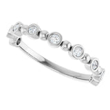 14K Gold Round Natural Diamond Beaded Bezel-Set Anniversary Band – 1/8–1/2 CTW - White Gold - view 5