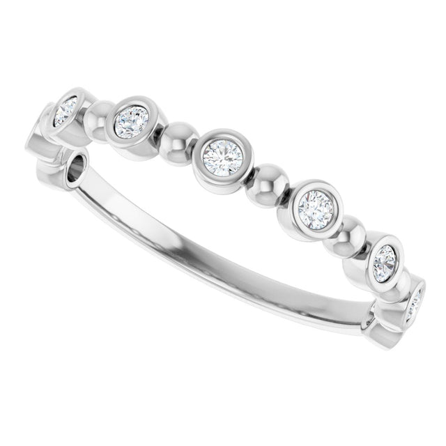 Platinum Round Natural Diamond Beaded Bezel-Set Anniversary Band – 1/8–1/2 CTW - view 5