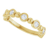 14K Gold Round Natural Diamond Beaded Bezel-Set Anniversary Band – 1/8–1/2 CTW - Yellow Gold - view 5