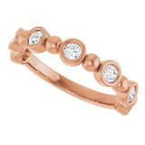 14K Gold Round Natural Diamond Beaded Bezel-Set Anniversary Band – 1/8–1/2 CTW - Rose Gold - view 5