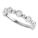 Platinum Round Lab-Grown Diamond Beaded Bezel-Set Anniversary Band – 1/5–1/2 CTW - view 5
