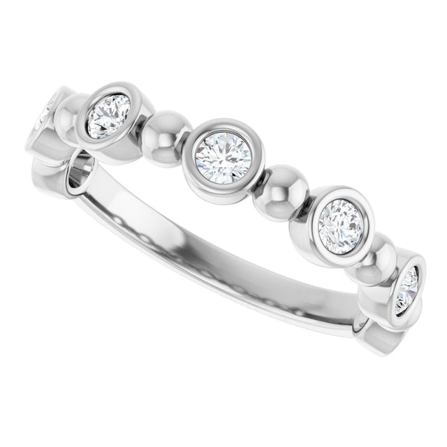 Platinum Round Natural Diamond Beaded Bezel-Set Anniversary Band – 1/8–1/2 CTW - view 5
