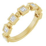 14K Gold Square Natural Diamond Beaded Bezel-Set Anniversary Band – 1/6–1 1/8 CTW - Yellow Gold