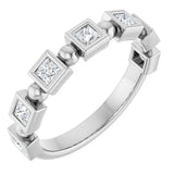 Platinum Square Natural Diamond Beaded Bezel-Set Anniversary Band – 1/6–1 1/8 CTW