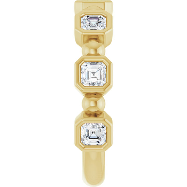 14K Gold Asscher Natural Diamond Beaded Bezel-Set Anniversary Band – 1/3–1 1/8 CTW - Yellow Gold - view 4