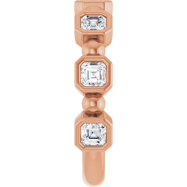 14K Gold Asscher Natural Diamond Beaded Bezel-Set Anniversary Band – 1/3–1 1/8 CTW - Rose Gold - view 4