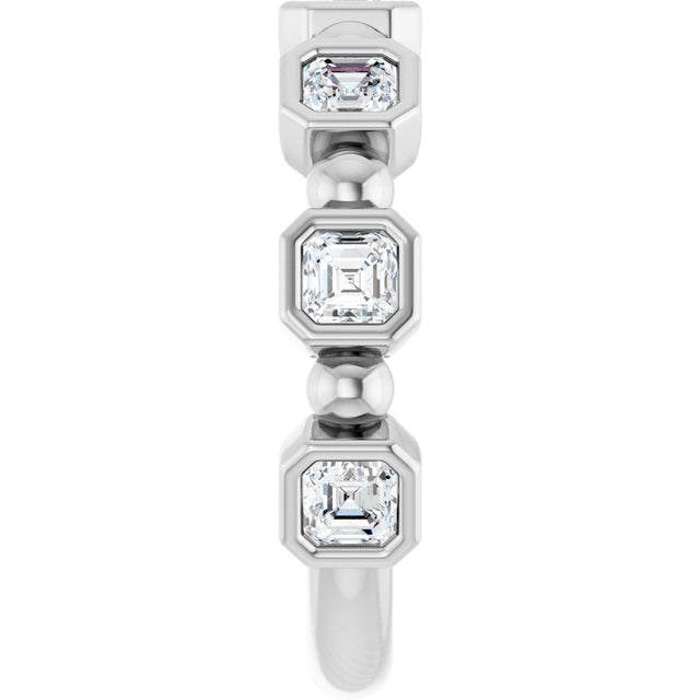 Platinum Asscher Natural Diamond Beaded Bezel-Set Anniversary Band – 1/3–1 1/8 CTW - view 4