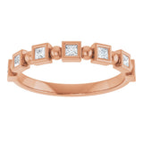 14K Gold Square Natural Diamond Beaded Bezel-Set Anniversary Band – 1/6–1 1/8 CTW - Rose Gold - view 3