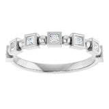 Platinum Square Natural Diamond Beaded Bezel-Set Anniversary Band – 1/6–1 1/8 CTW - view 3