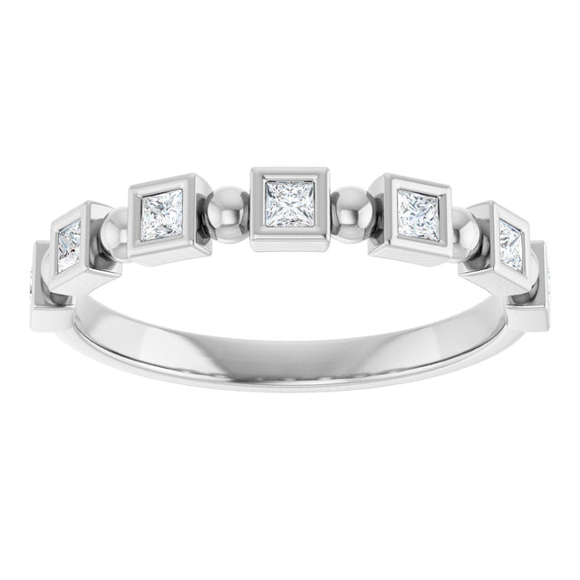 Platinum Square Natural Diamond Beaded Bezel-Set Anniversary Band – 1/6–1 1/8 CTW - view 3