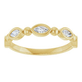 14K Gold Marquise Natural Diamond Beaded Bezel-Set Anniversary Band – 1/5–1/3 CTW - Yellow Gold - view 3