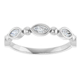 Platinum Marquise Natural Diamond Beaded Bezel-Set Anniversary Band – 1/5–1/3 CTW - view 3
