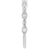 Platinum Marquise Natural Diamond Beaded Bezel-Set Anniversary Band – 1/5–1/3 CTW - view 4