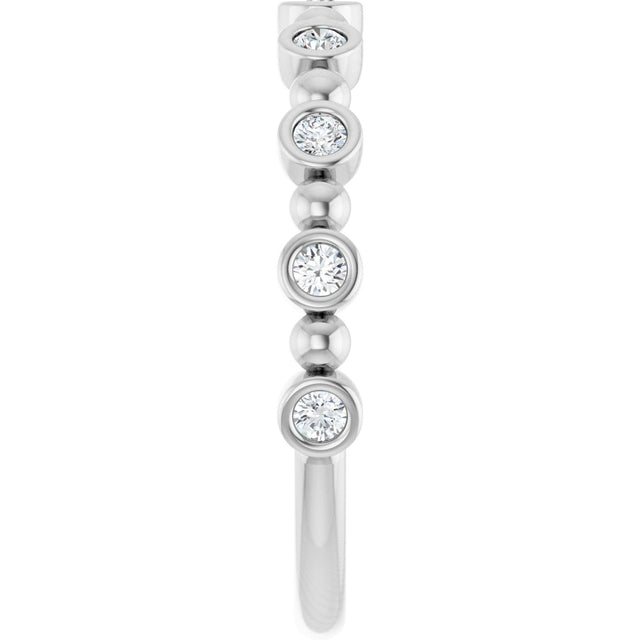 Platinum Round Natural Diamond Beaded Bezel-Set Anniversary Band – 1/8–1/2 CTW - view 4
