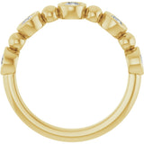 14K Gold Round Natural Diamond Beaded Bezel-Set Anniversary Band – 1/8–1/2 CTW - Yellow Gold - view 2