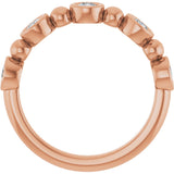14K Gold Round Natural Diamond Beaded Bezel-Set Anniversary Band – 1/8–1/2 CTW - Rose Gold - view 2
