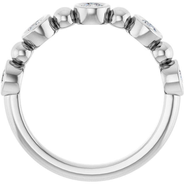 Platinum Round Lab-Grown Diamond Beaded Bezel-Set Anniversary Band – 1/5–1/2 CTW - view 2
