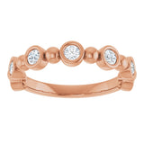 14K Gold Round Natural Diamond Beaded Bezel-Set Anniversary Band – 1/8–1/2 CTW - Rose Gold - view 3