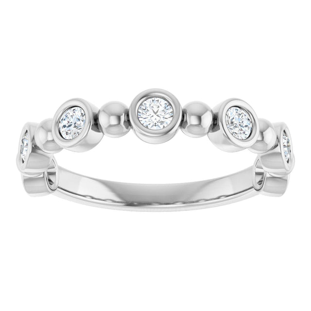 Platinum Round Natural Diamond Beaded Bezel-Set Anniversary Band – 1/8–1/2 CTW - view 3