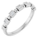 Platinum Square Natural Diamond Beaded Bezel-Set Anniversary Band – 1/6–1 1/8 CTW