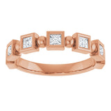 14K Gold Square Natural Diamond Beaded Bezel-Set Anniversary Band – 1/6–1 1/8 CTW - Rose Gold - view 3