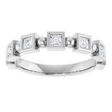 Platinum Square Natural Diamond Beaded Bezel-Set Anniversary Band – 1/6–1 1/8 CTW - view 3